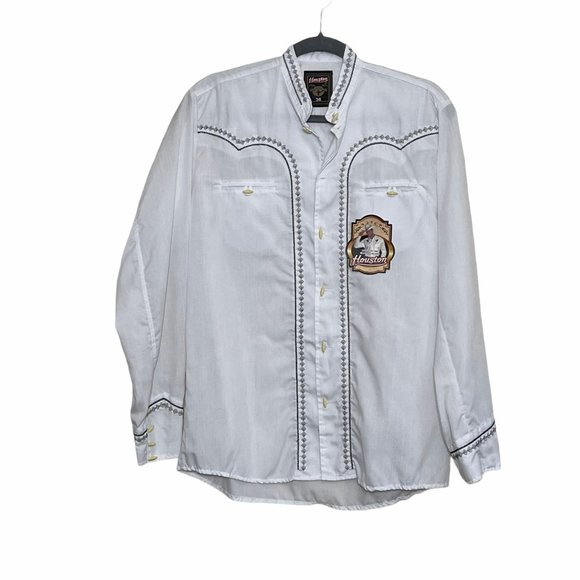 houston white shirt man's size 36 long sleeve - Picture 1 of 10